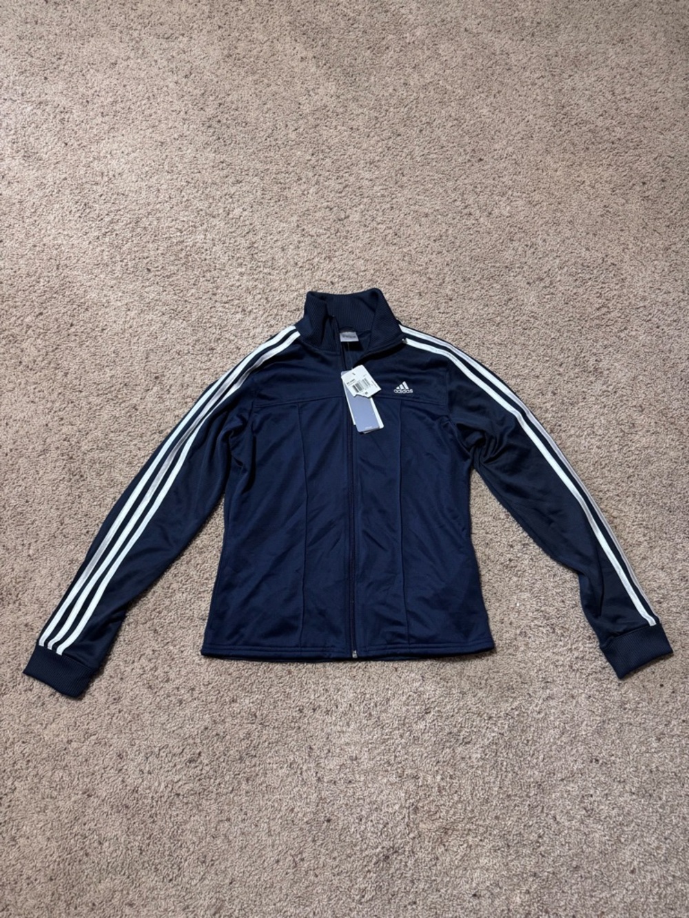 adidas navy blue Track Jacket with White Stripes